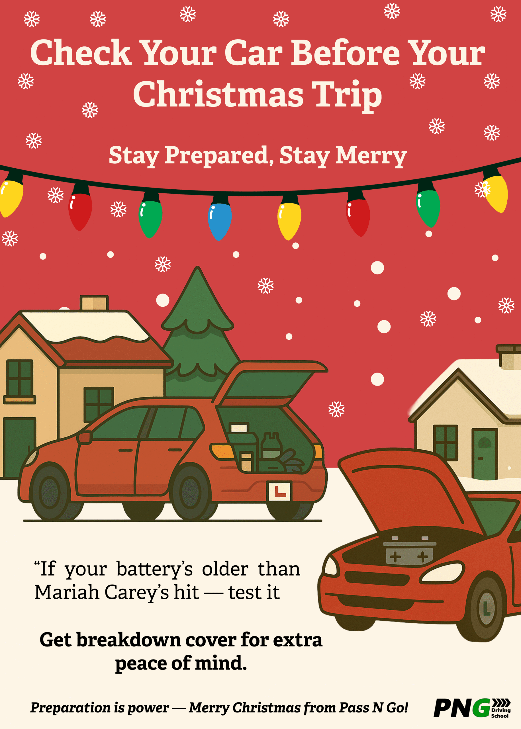 Stay safe on the road Christmas infographic
